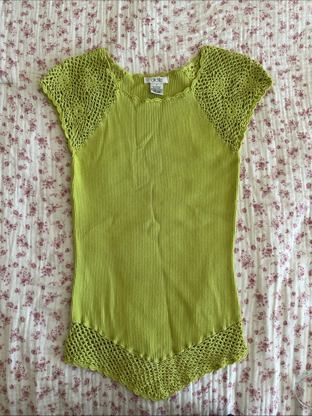 Y2K Cache Green crochet Knit Tank